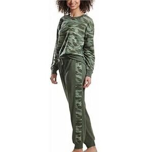 Splendid Set Jogger Sweatshirt Camo Green 2 Piece Womens S